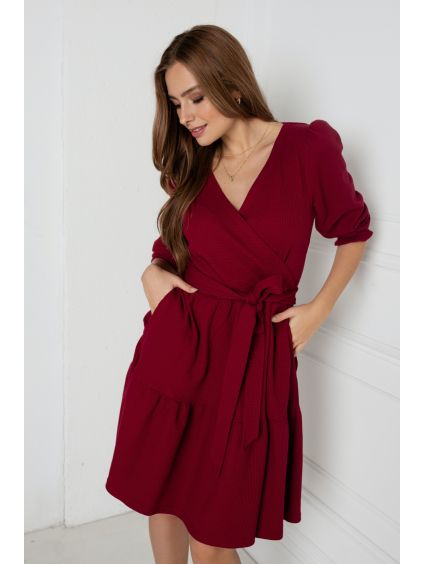 Vaflové šaty Ava burgundy 2